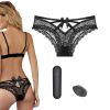 10 Speed Wireless Remote Bullet Vibrator, Women Lace Erotic Panties, Rechargeable Portable AV Massager - Black