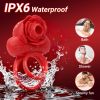 Vibrating Cock Ring with Rose Clitoral Stimulator, 10 Sucking Modes Couple Pleasure Penis Vibrator Sex Toys for Men - Red