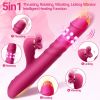 5 in 1 Tongue Vibrator Dildo Thrusting Vibrators, G Spot Stimulator with Heating Rotating Beads Clitoral Licking for Women - Brown