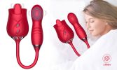 10-frequency 3 in 1 Tongue Licking Stimulus G Spot Telescopic Vibrator - Red